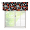 Red Rose Grey Skull Pattern Print Window Valance