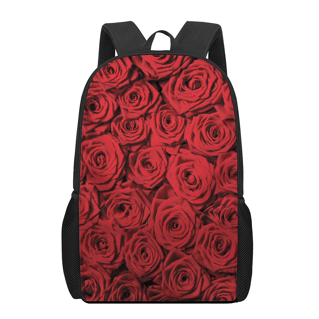 Red Rose Print 17 Inch Backpack
