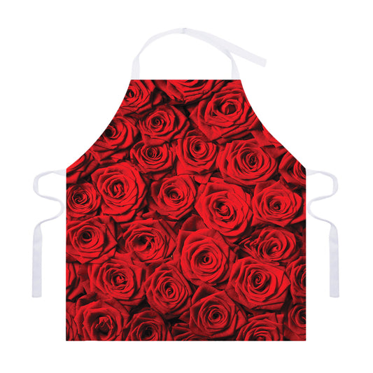Red Rose Print Adjustable Apron