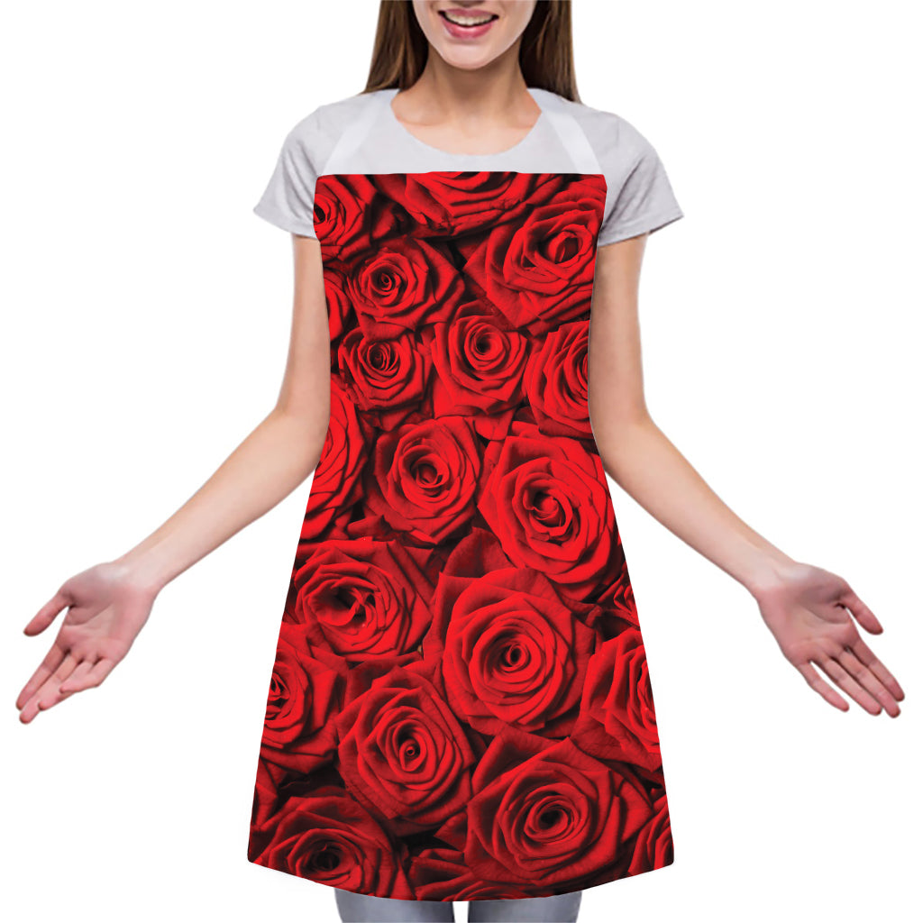 Red Rose Print Adjustable Apron