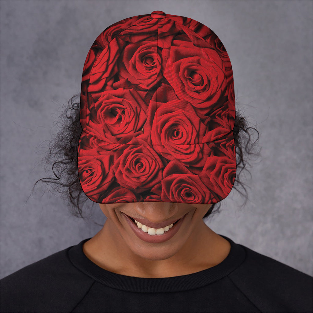 Red Rose Print Baseball Cap