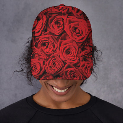 Red Rose Print Baseball Cap