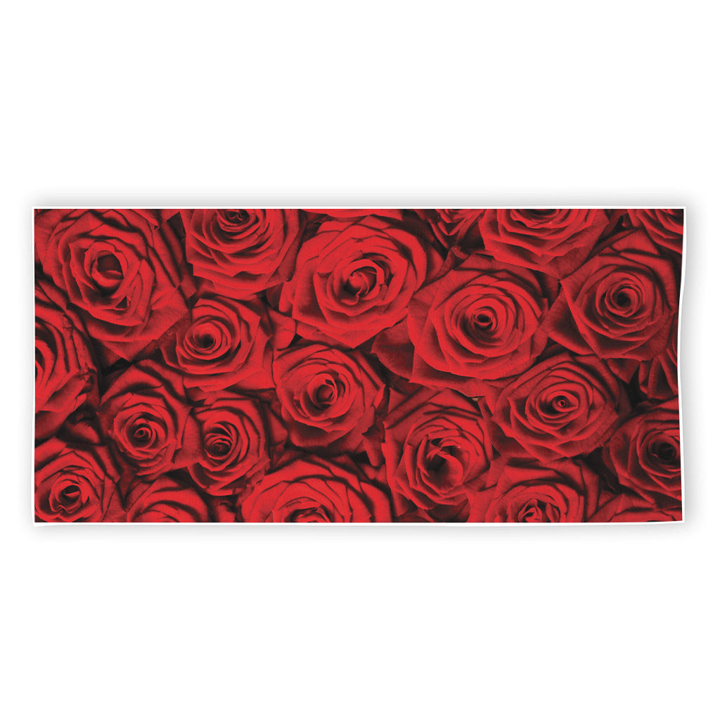 Red Rose Print Beach Towel