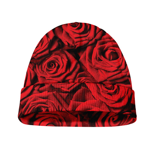 Red Rose Print Beanie