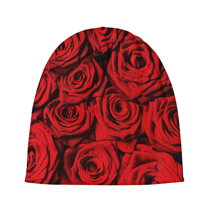 Red Rose Print Beanie