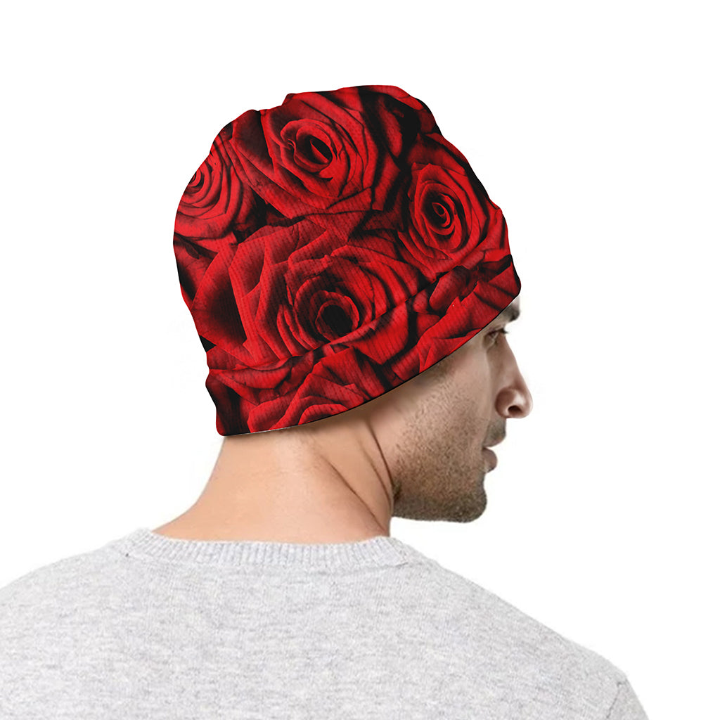 Red Rose Print Beanie