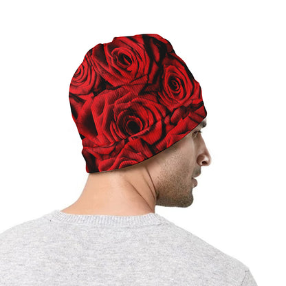 Red Rose Print Beanie