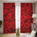 Red Rose Print Dimout Pencil Pleat Curtains