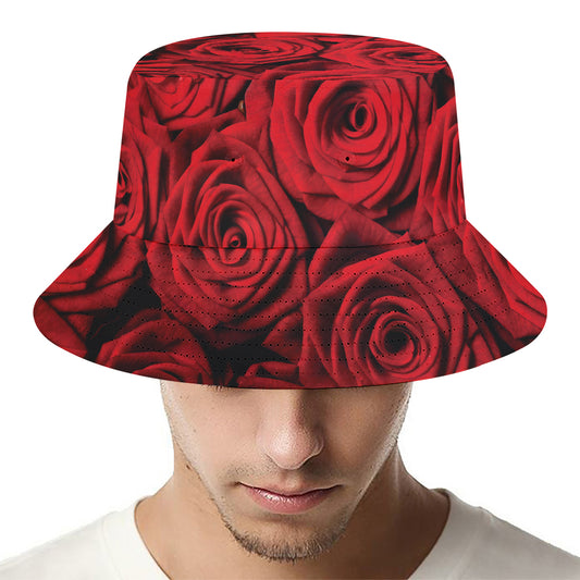 Red Rose Print Bucket Hat