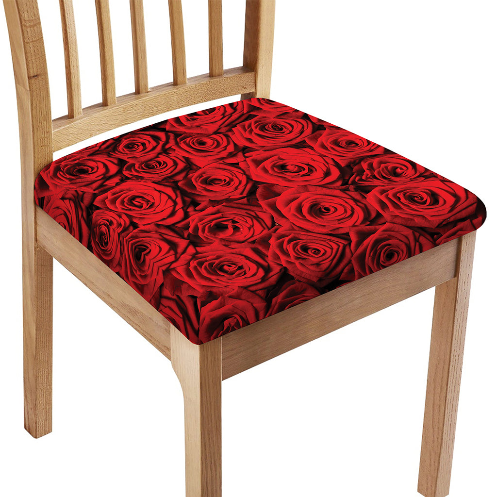 Red Rose Print Chair Cushion Cover