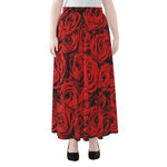 Red Rose Print Chiffon Maxi Skirt