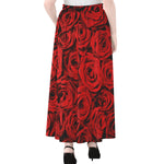 Red Rose Print Chiffon Maxi Skirt