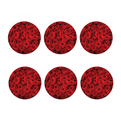 Red Rose Print Coaster Set