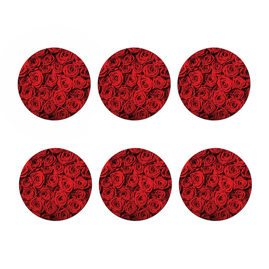 Red Rose Print Coaster Set