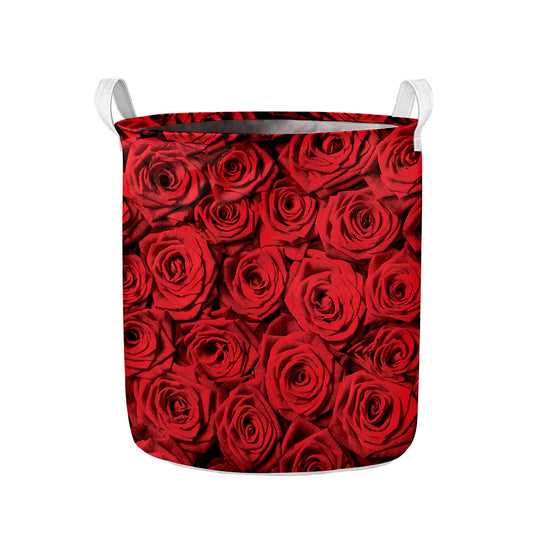 Red Rose Print Collapsible Laundry Basket
