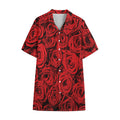 Red Rose Print Cotton Hawaiian Shirt