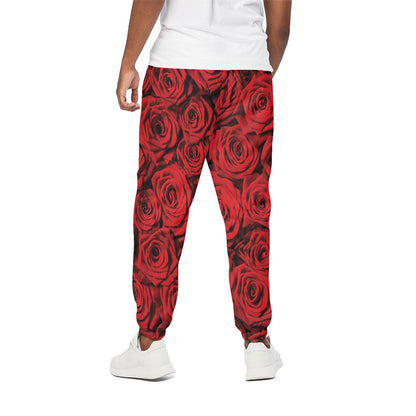 Red Rose Print Cotton Pants