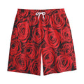 Red Rose Print Cotton Shorts