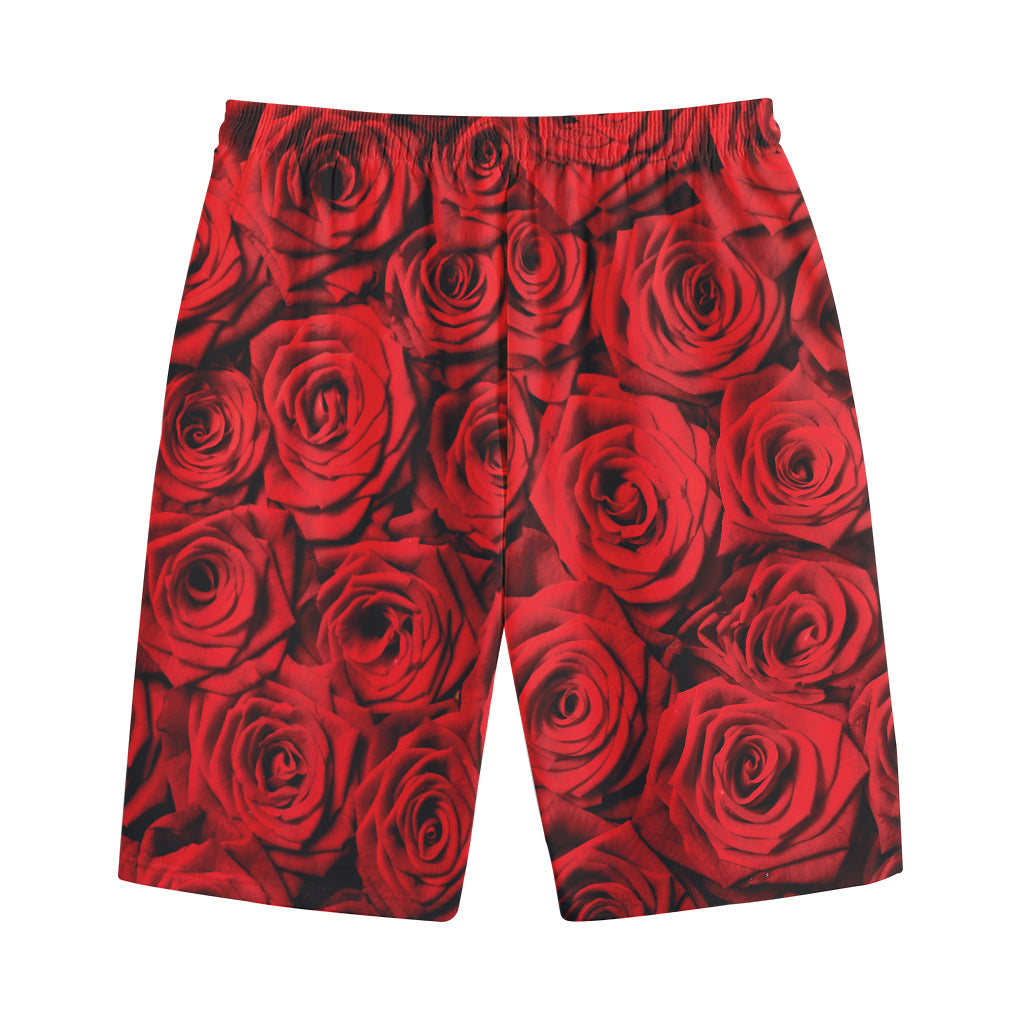 Red Rose Print Cotton Shorts