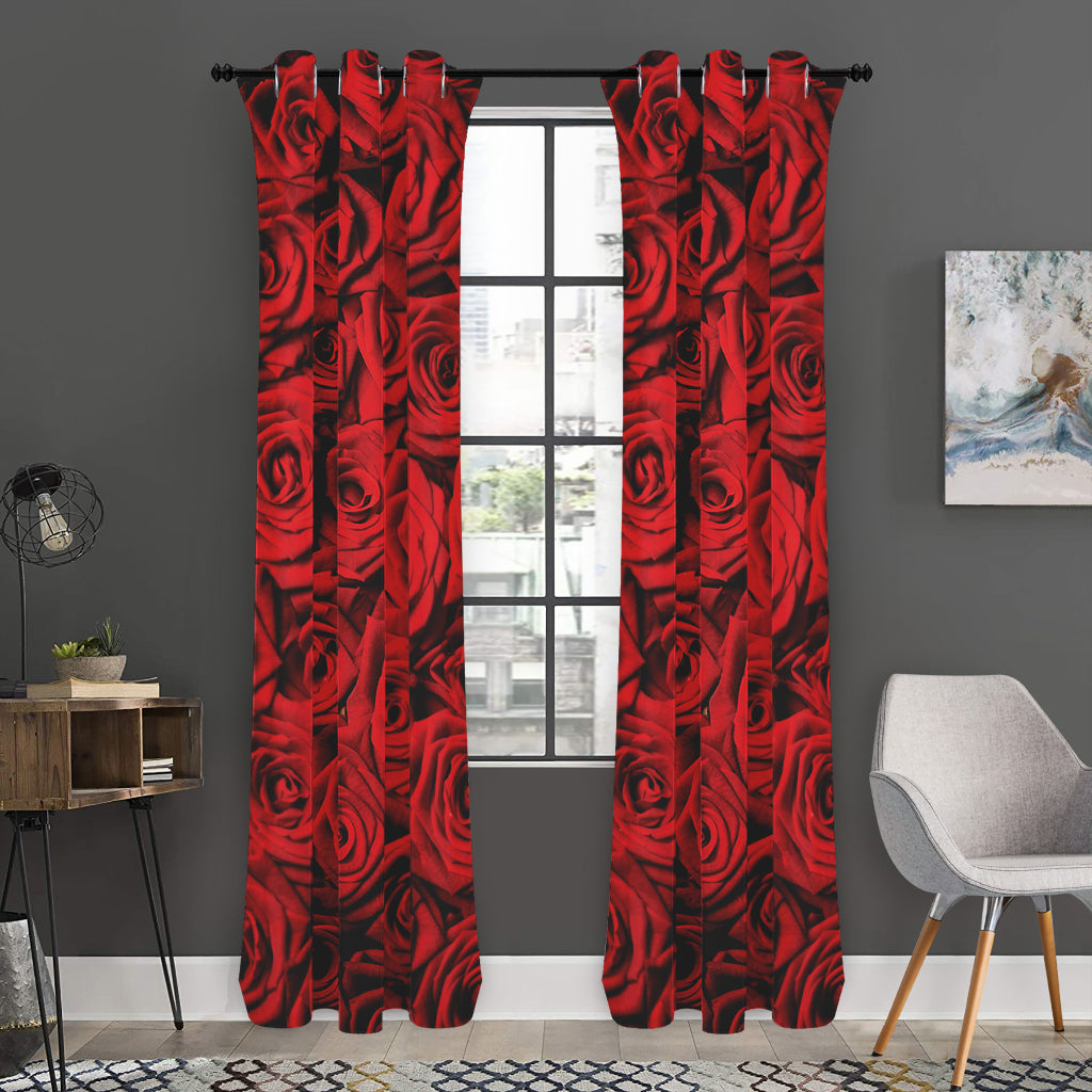 Red Rose Print Curtain