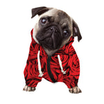 Red Rose Print Dog Zip Up Hoodie