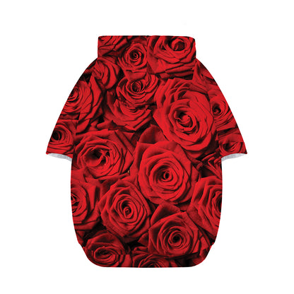 Red Rose Print Dog Zip Up Hoodie