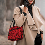 Red Rose Print Double Strap Bible Bag