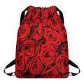 Red Rose Print Drawstring Backpack