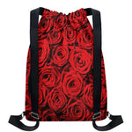 Red Rose Print Drawstring Backpack