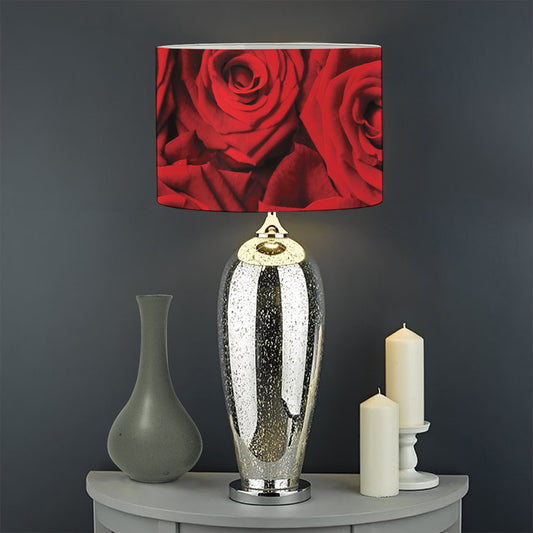 Red Rose Print Drum Lamp Shade