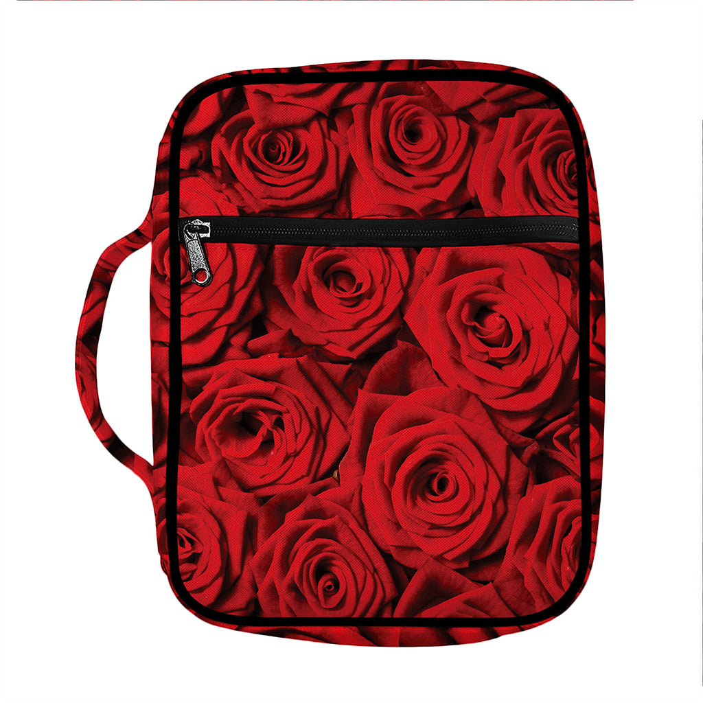 Red Rose Print Front Pocket Bible Bag