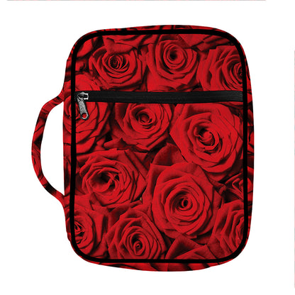 Red Rose Print Front Pocket Bible Bag