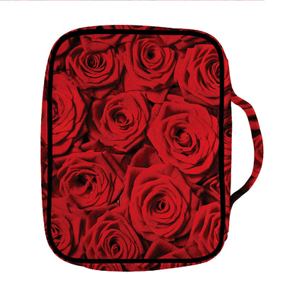 Red Rose Print Front Pocket Bible Bag