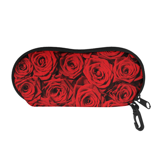 Red Rose Print Glasses Case