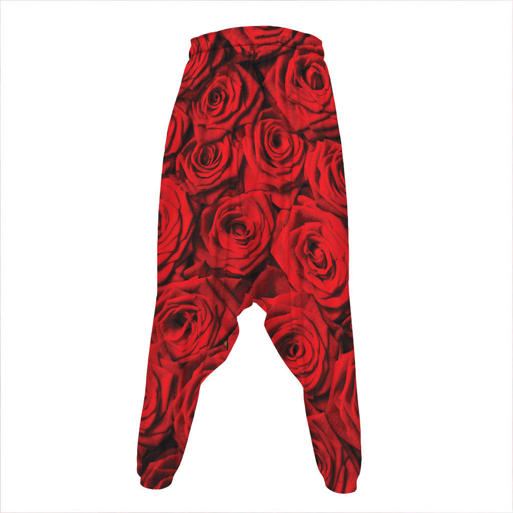 Red Rose Print Hammer Pants