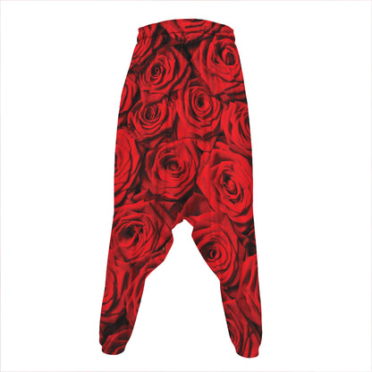 Red Rose Print Hammer Pants