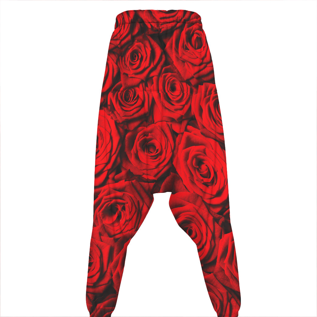 Red Rose Print Hammer Pants