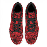 Red Rose Print High Top Leather Sneakers