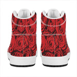 Red Rose Print High Top Leather Sneakers