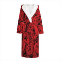 Red Rose Print Hooded Bathrobe