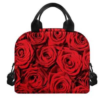 Red Rose Print Insulated Lunch Bag
