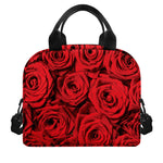 Red Rose Print Insulated Lunch Bag
