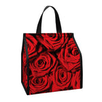 Red Rose Print Insulated Lunch Tote