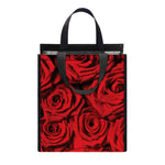 Red Rose Print Insulated Lunch Tote