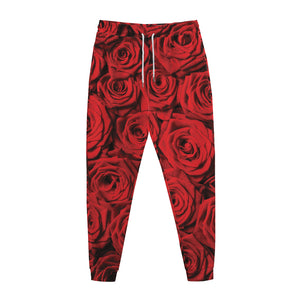 Red Rose Print Jogger Pants