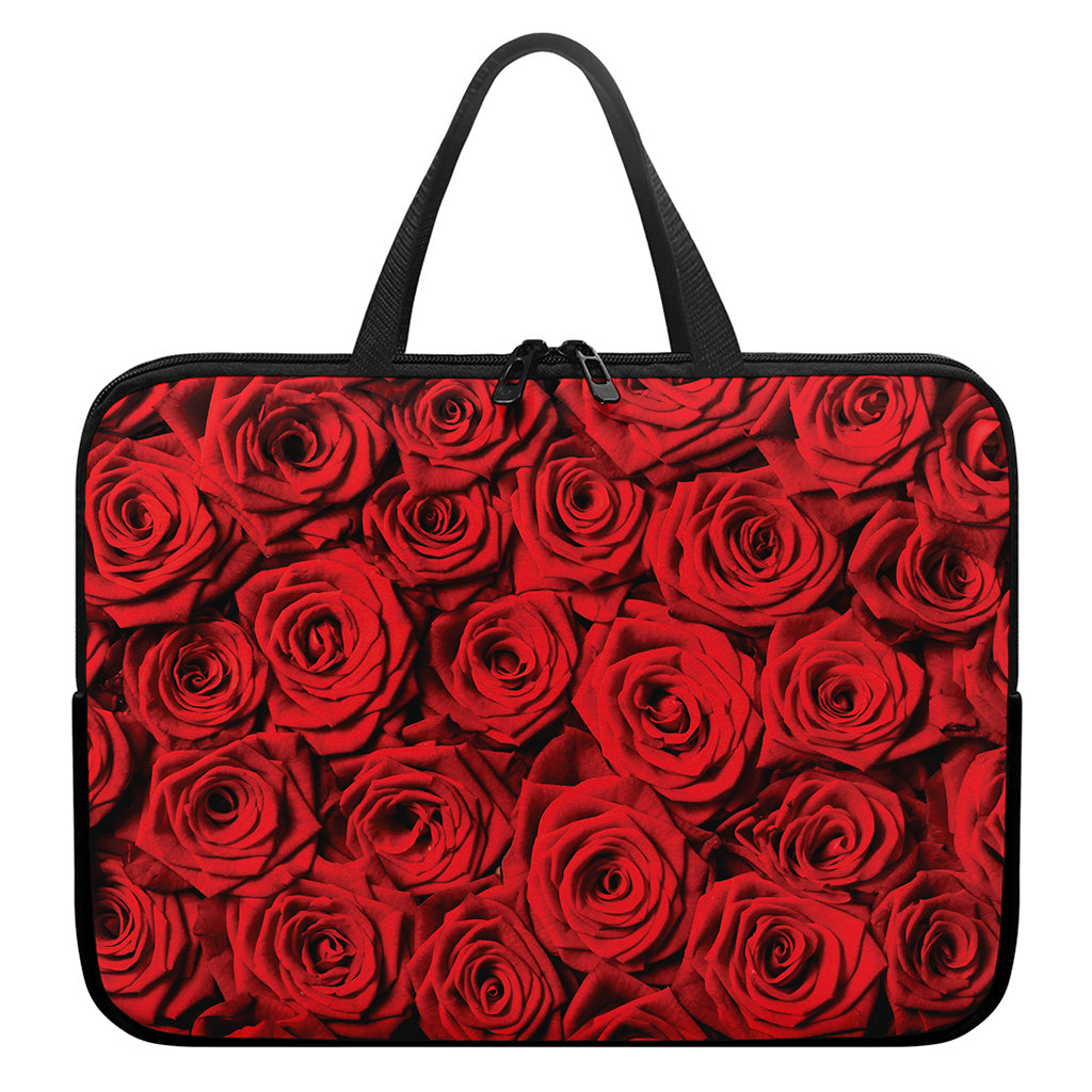 Red Rose Print Laptop Sleeve With Handle