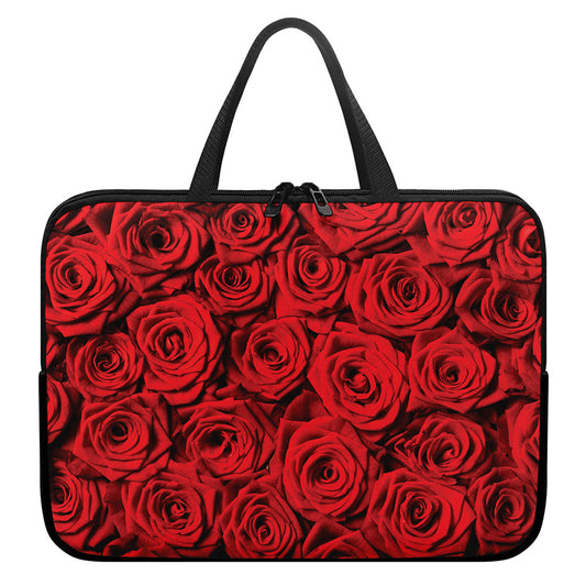 Red Rose Print Laptop Sleeve With Handle