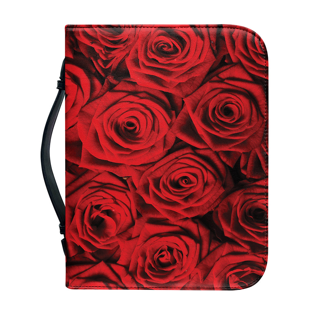 Red Rose Print Leather Bible Cover