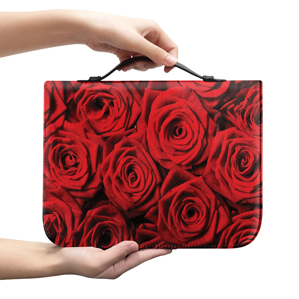 Red Rose Print Leather Bible Cover
