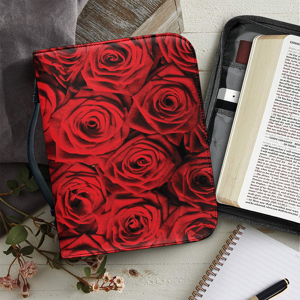 Red Rose Print Leather Bible Cover